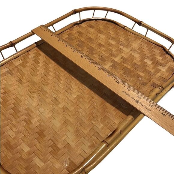 Rattan Bamboo Tan Woven Tray Size 18.5 x 13 Inches - Picture 7 of 7